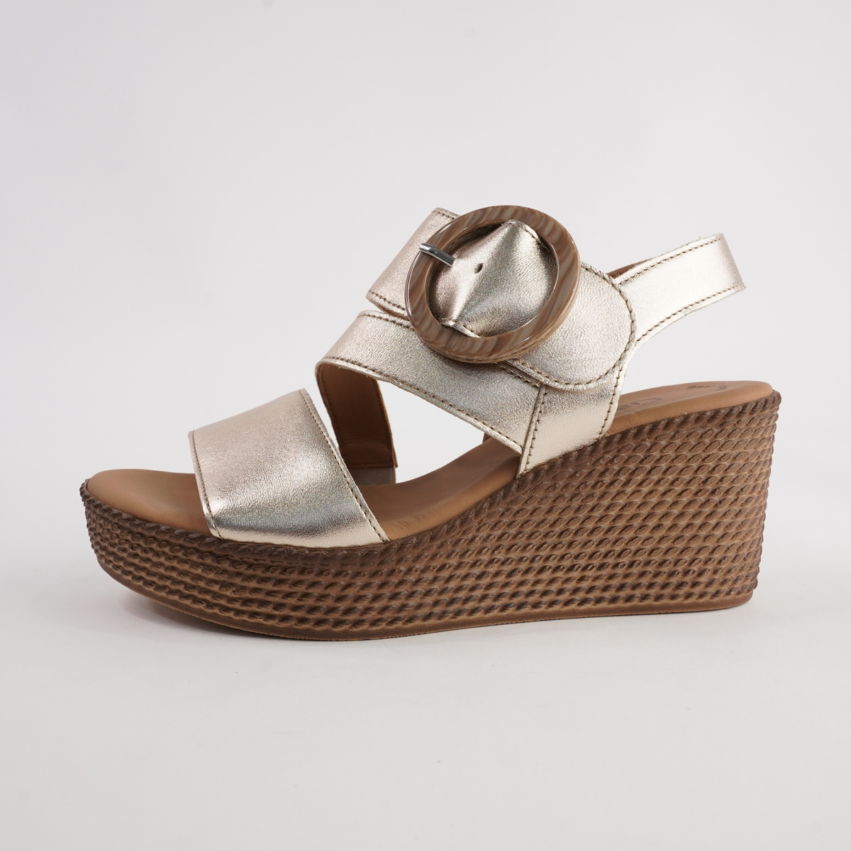 Thelma Champagne Leather Wedges - GABOR | Shouz