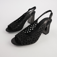Kruby Black Shimmer Leather Heels
