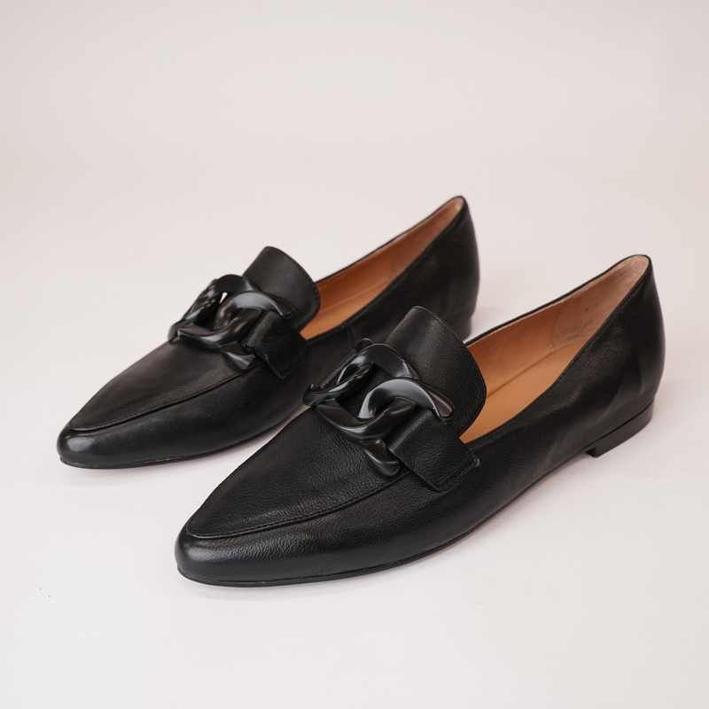 Socoros Black Leather Loafers