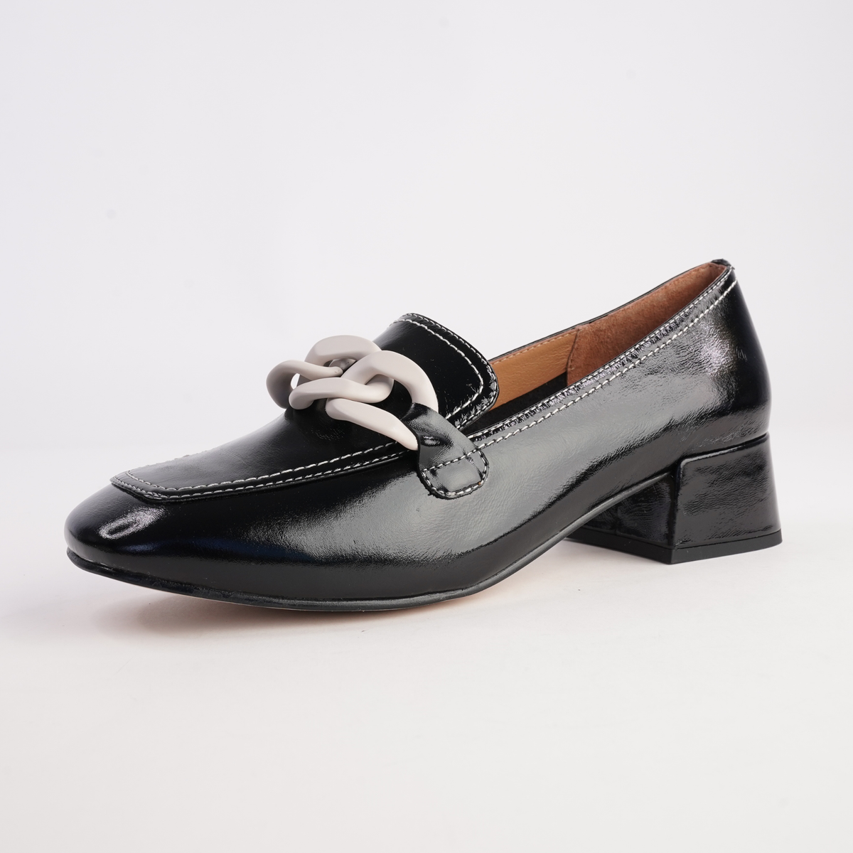 Daphne Black/ Bone Trim Leather Heels - BRESLEY | Shouz