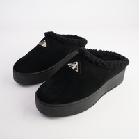 Willkie Black/ Black Suede Fur Flats - DJANGO AND JULIETTE | Shouz
