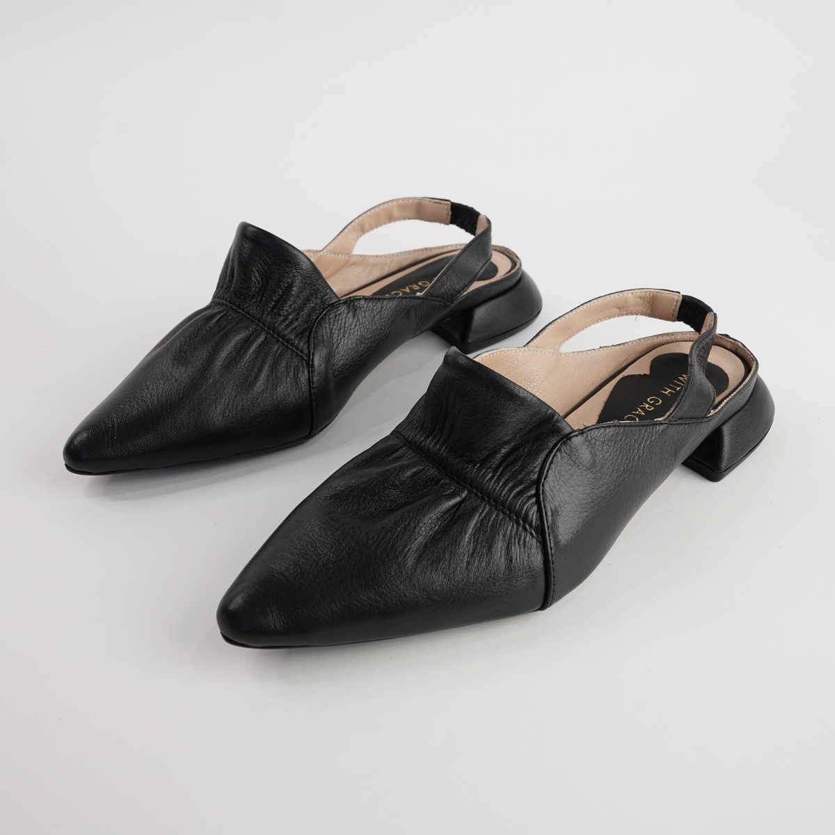 Valora Black Leather Flats
