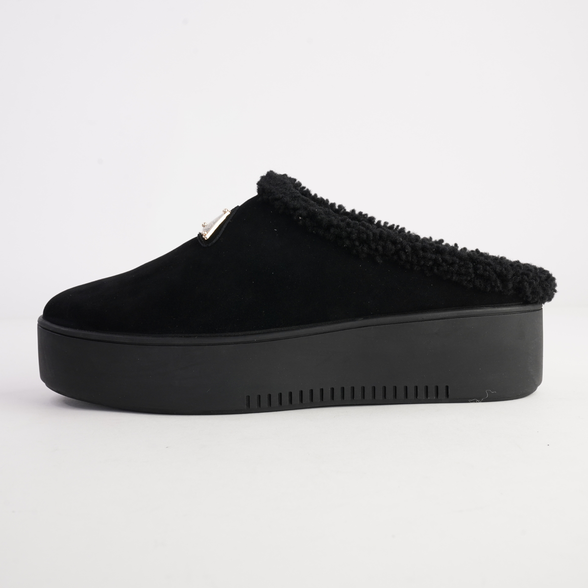 Willkie Black/ Black Suede Fur Flats - DJANGO AND JULIETTE | Shouz