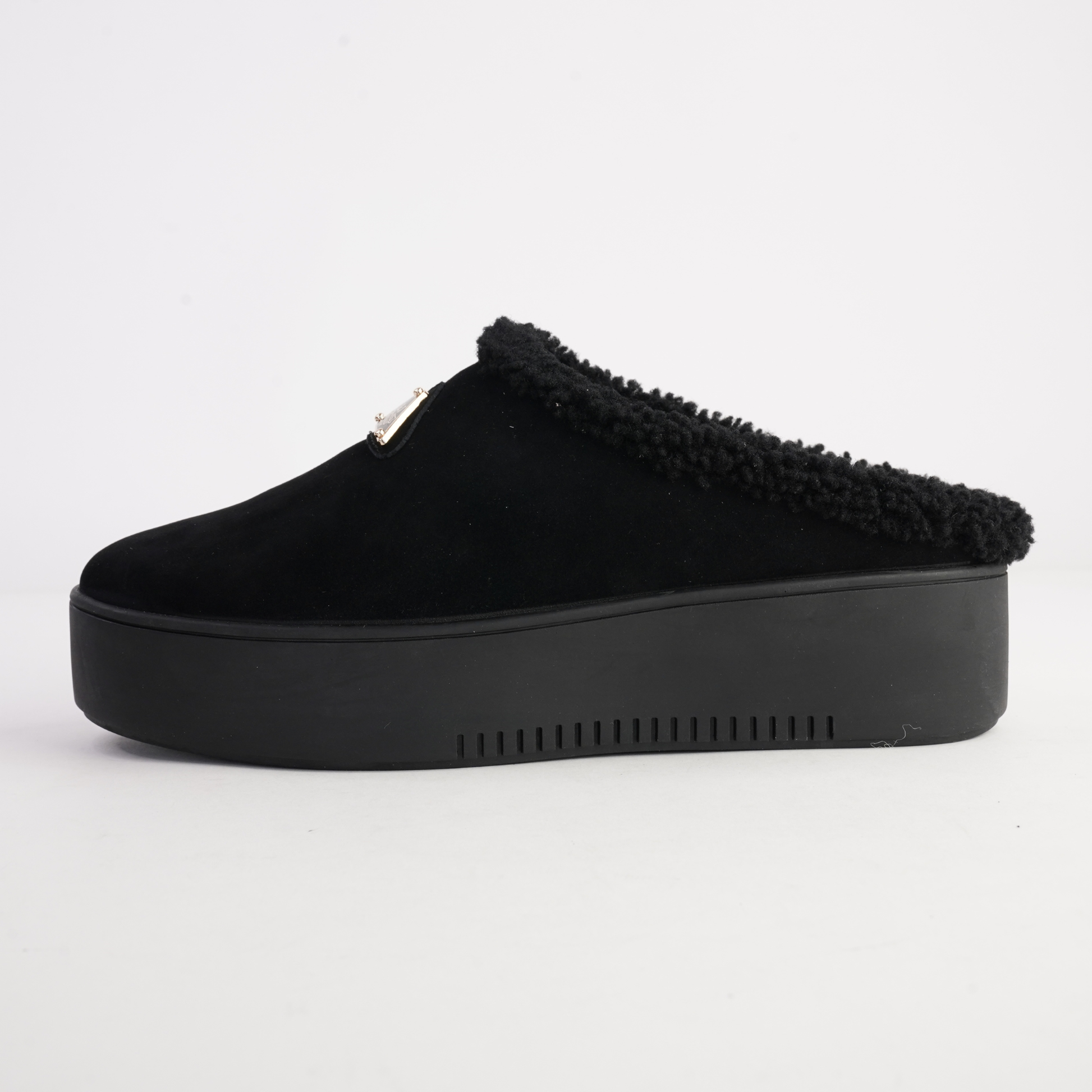 Willkie Black/ Black Suede Fur Flats - DJANGO AND JULIETTE | Shouz