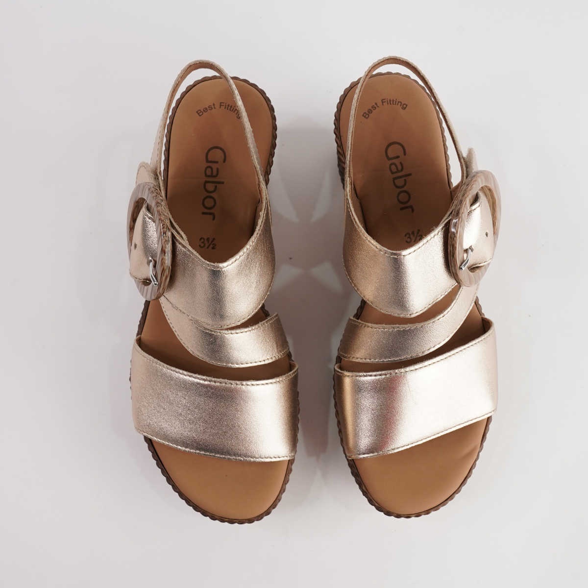 Thelma Champagne Leather Wedges - GABOR | Shouz