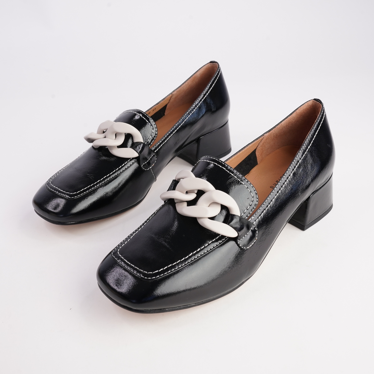 Daphne Black/ Bone Trim Leather Heels - BRESLEY | Shouz