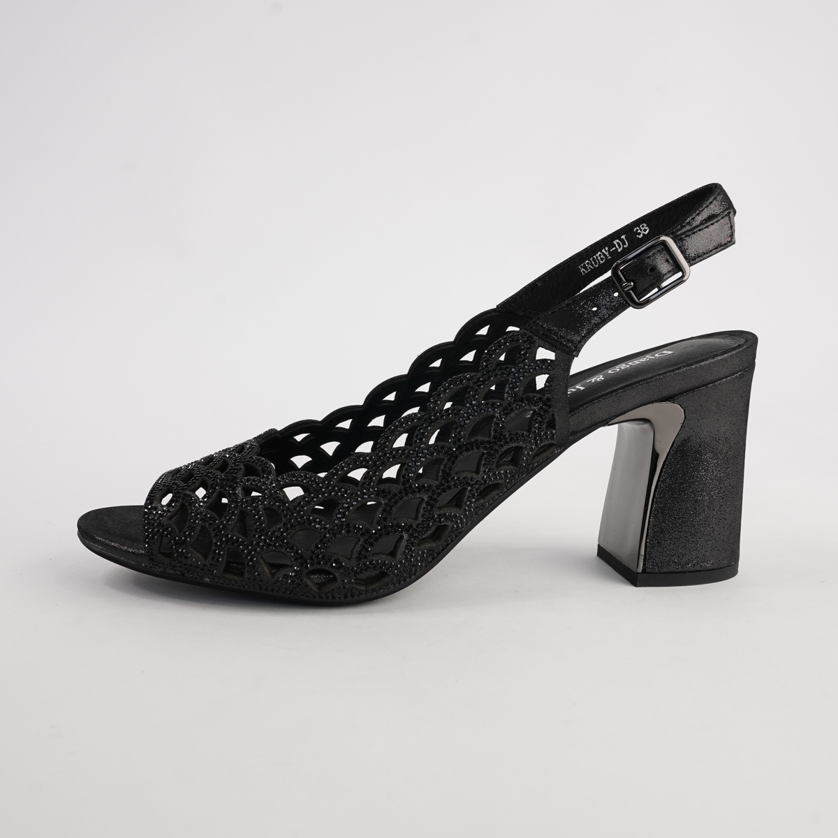 Kruby Black Shimmer Leather Heels - DJANGO AND JULIETTE | Shouz