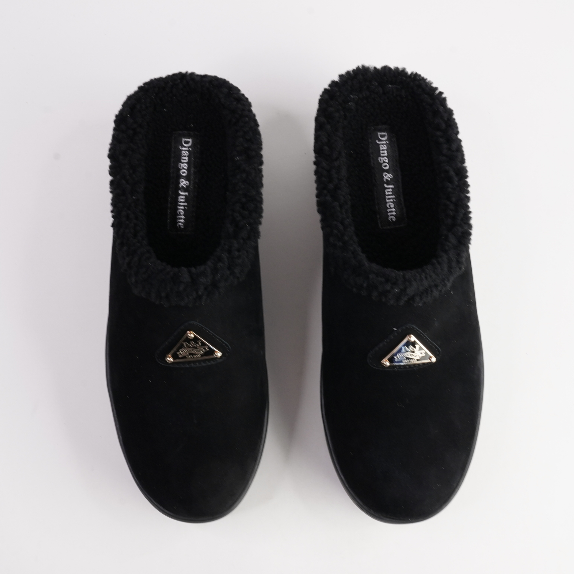 Willkie Black/ Black Suede Fur Flats - DJANGO AND JULIETTE | Shouz