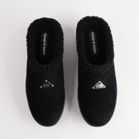 Willkie Black/ Black Suede Fur Flats - DJANGO AND JULIETTE | Shouz