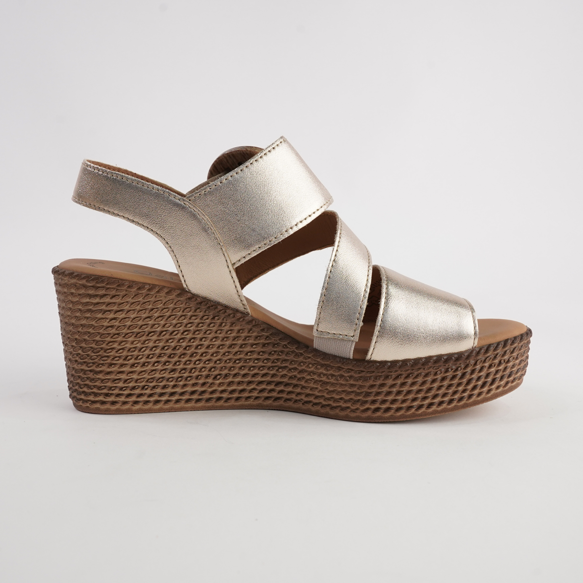 Thelma Champagne Leather Wedges - GABOR | Shouz