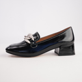 Daphne Black/ Bone Trim Leather Heels