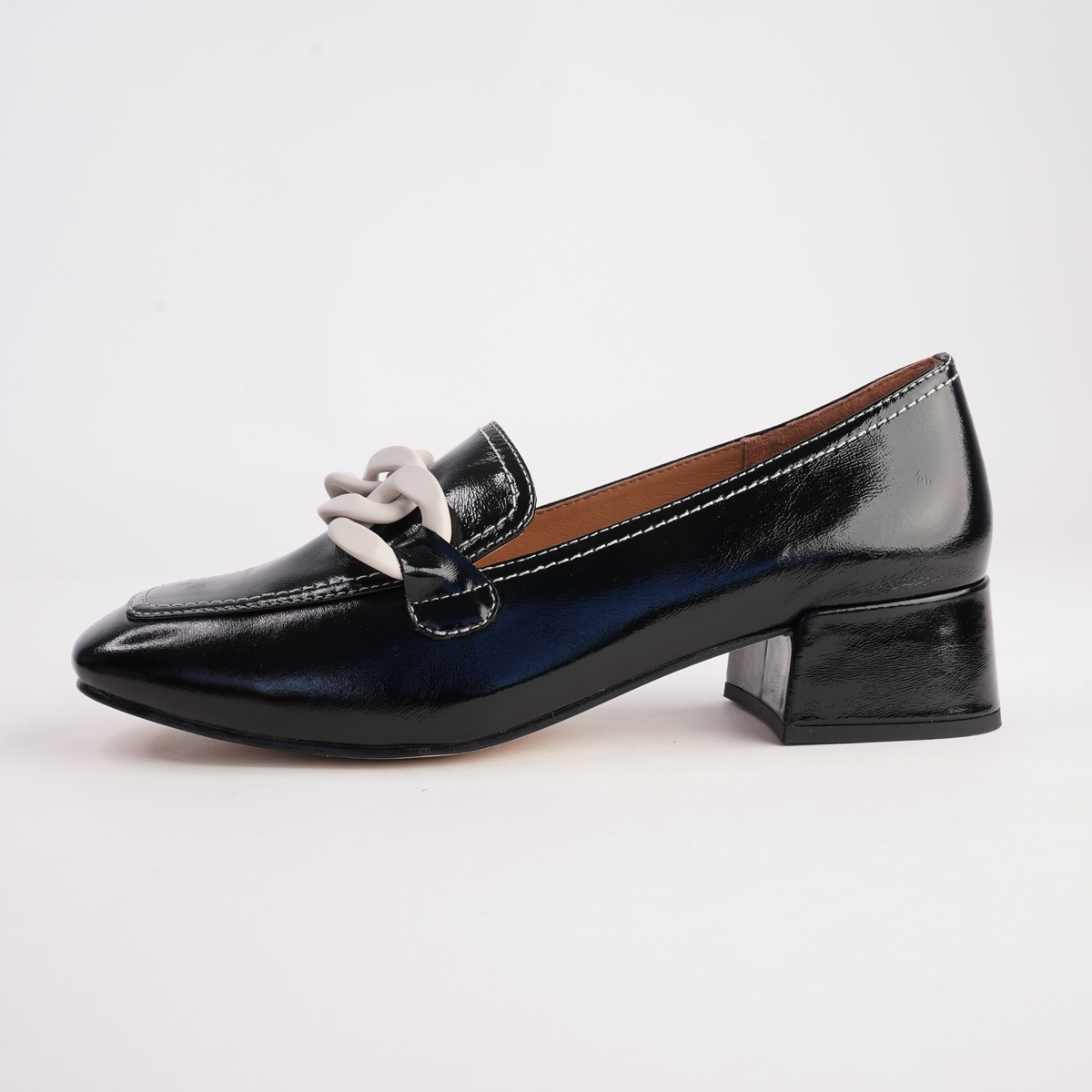 Daphne Black/ Bone Trim Leather Heels - BRESLEY | Shouz