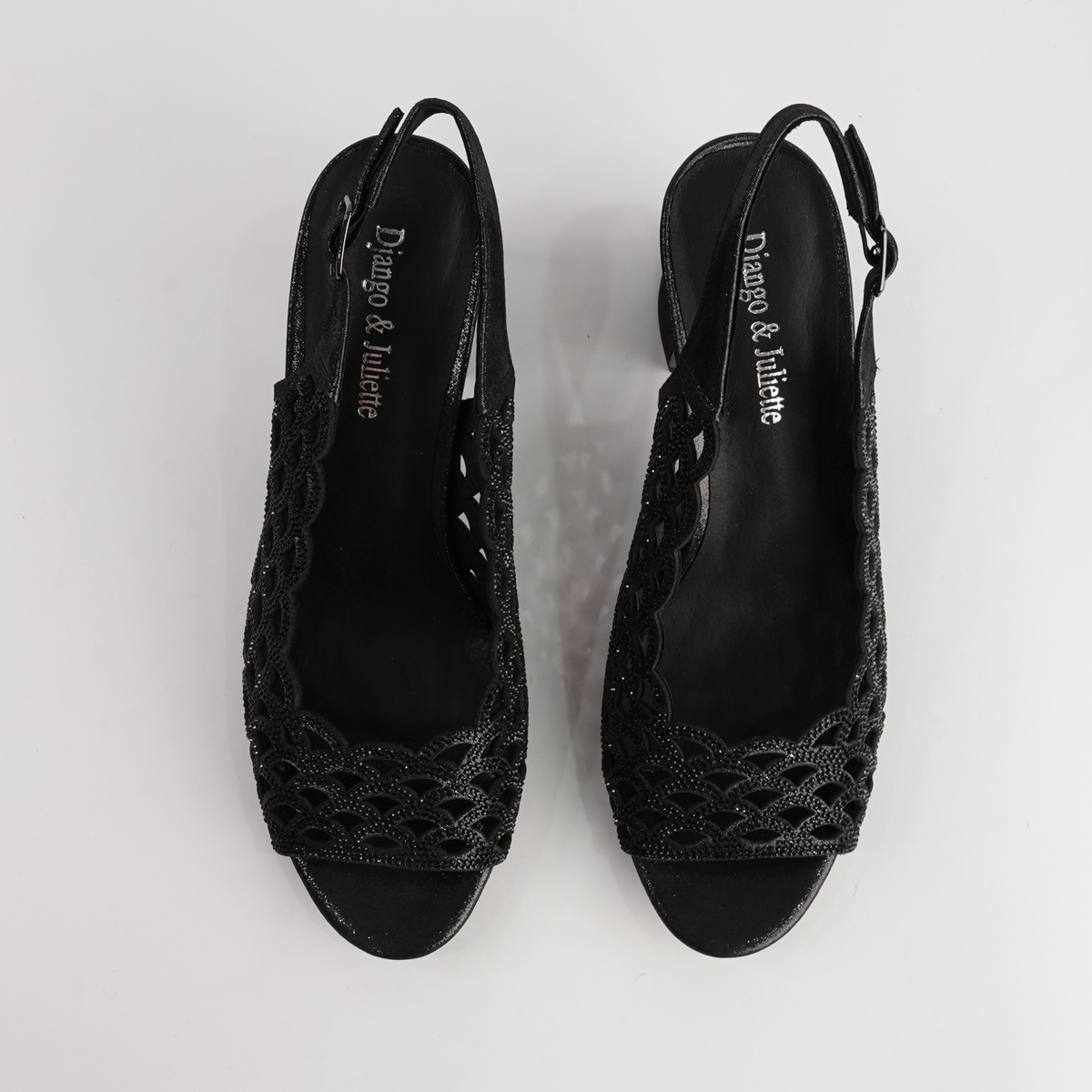 Kruby Black Shimmer Leather Heels - DJANGO AND JULIETTE | Shouz
