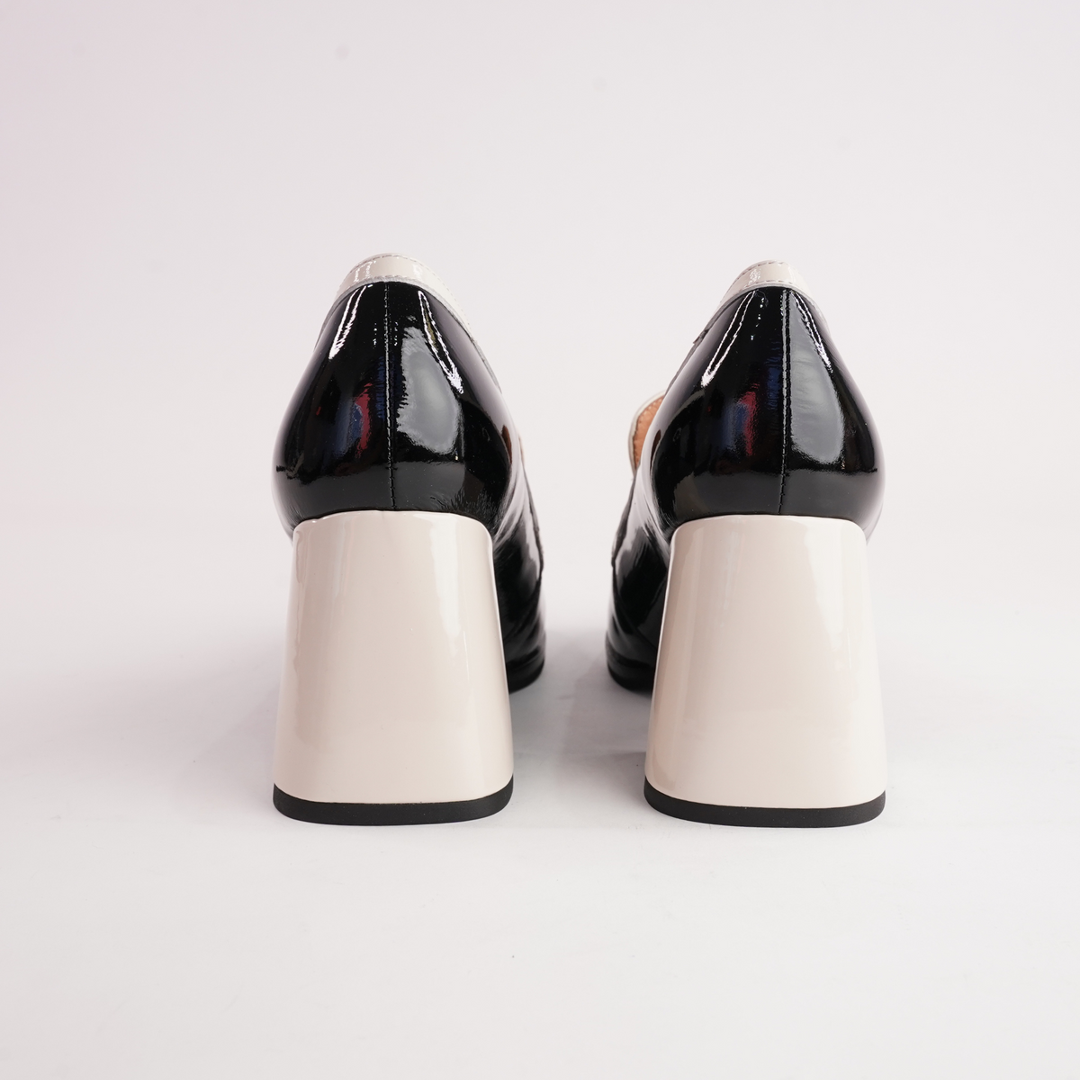 Bergen Black/ Bone Leather Heels - TAMARA LONDON | Shouz