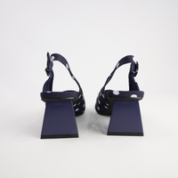 Ihops Navy White Spots Leather Heels