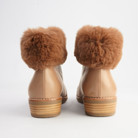 Lollys Cognac Leather/ Brown Fur Ankle Boots - DJANGO AND JULIETTE | Shouz