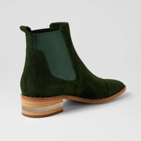 Forda Olive Suede/ Metallic Elastic Ankle Boots - DJANGO AND JULIETTE | Shouz