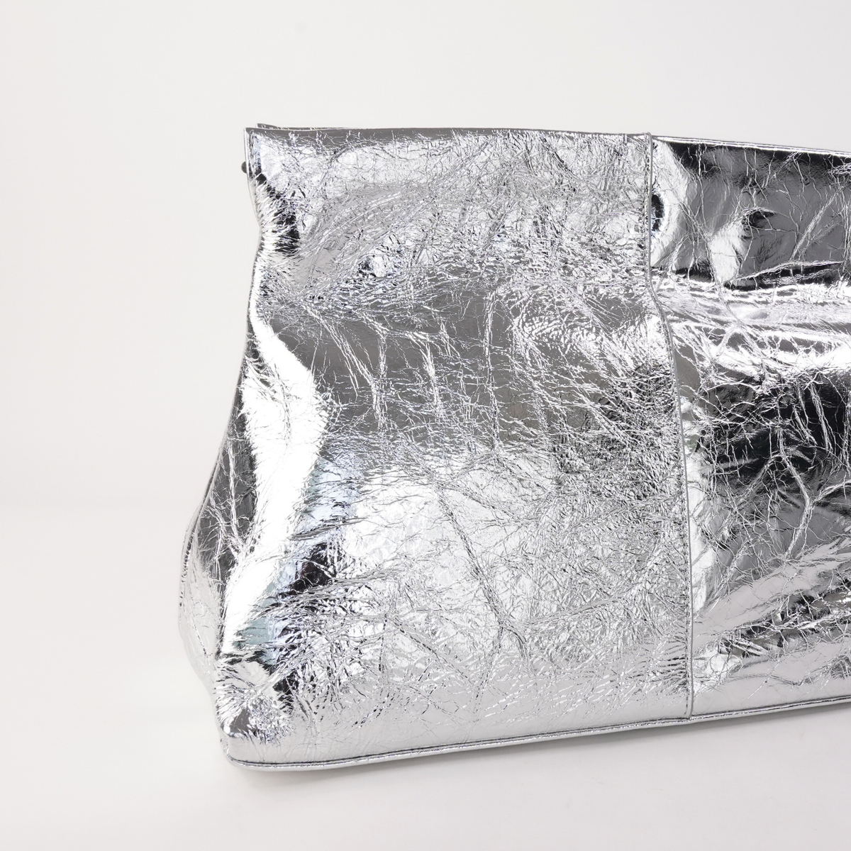 Aevie Metallic Crinkle Patent Leather Clutch