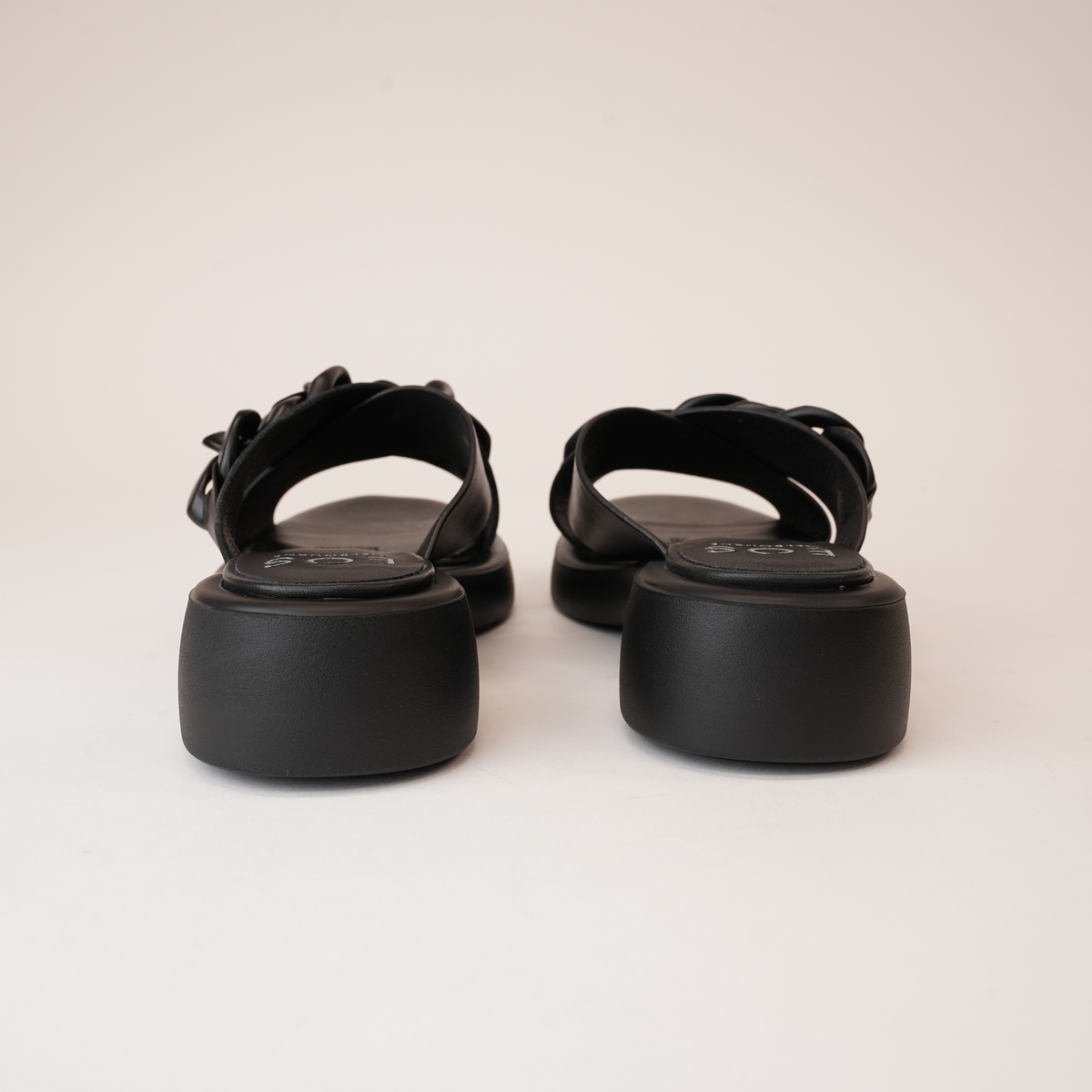 Elease Black Leather Slides - EOS FOOTWEAR | Shouz