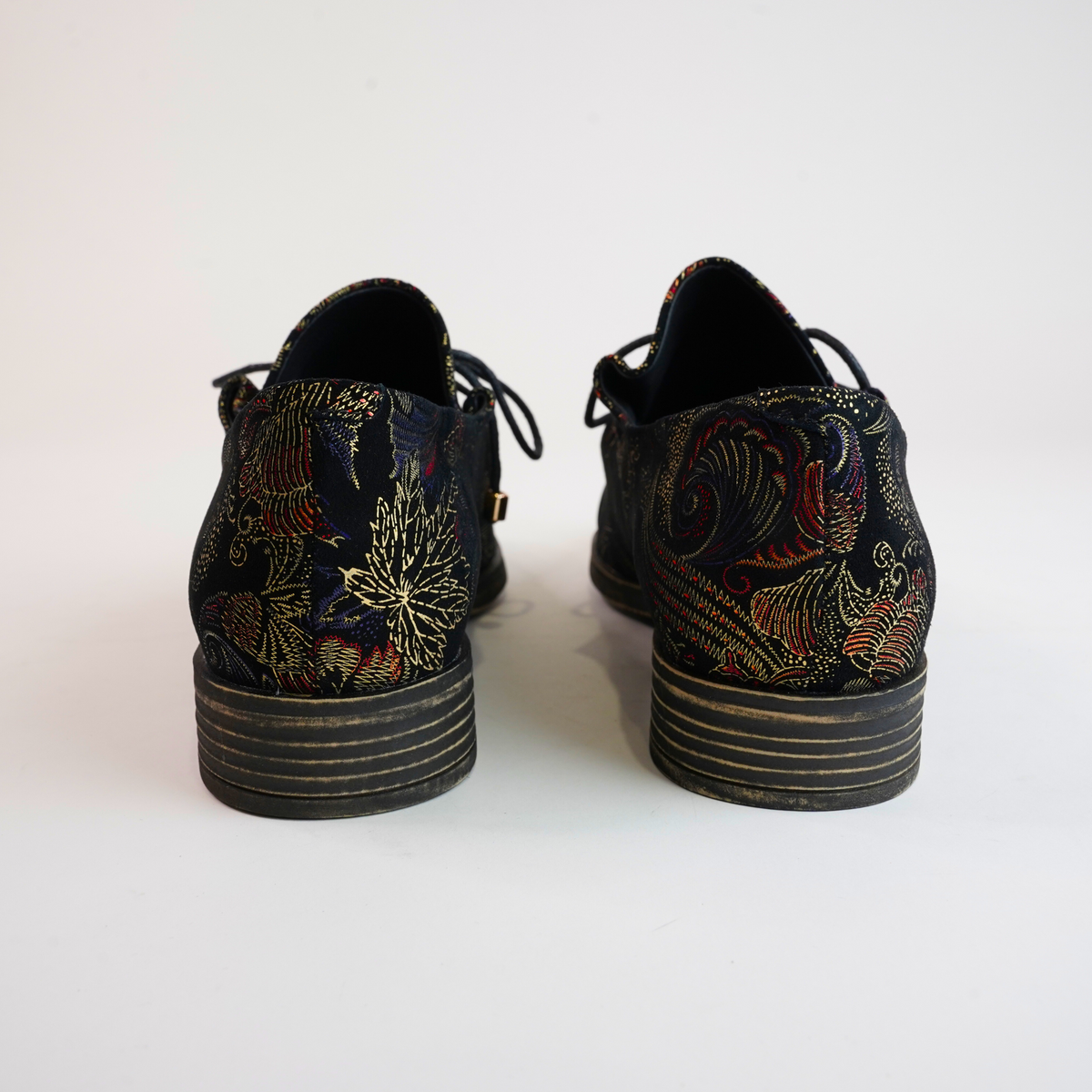 Kotty Black Print/ Regal Print Lace-up Flats - DJANGO AND JULIETTE | Shouz