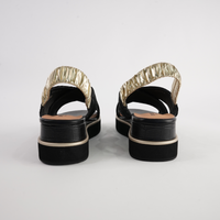 Debacle Black/ Gold Leather Sandals