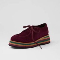 Gnota Burgundy Suede/ Forest and Tan Multi Sole Flats - DJANGO AND JULIETTE | Shouz
