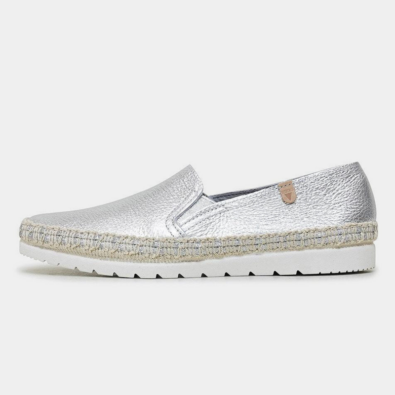 Nuria Silver Leather Espadrilles