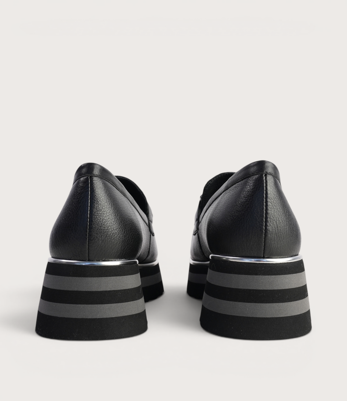 Ealia Black Leather/ Black Charcoal Sole Loafers
