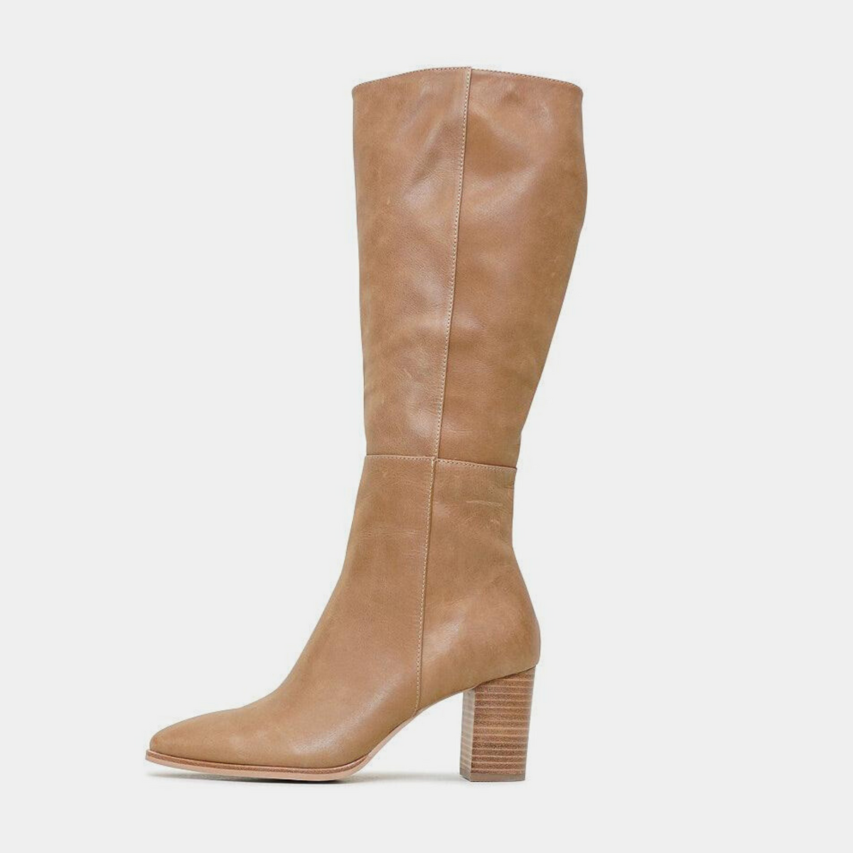 Allouta Tan Leather Knee High Boots - Shouz