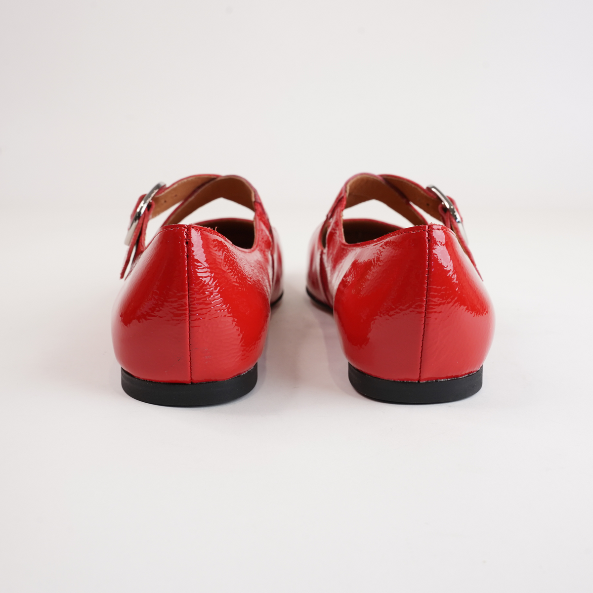 Nowa Red Crinkle Patent Leather Flats - MOLLINI | Shouz