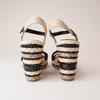 Etroya Black Leather Espadrille Wedges