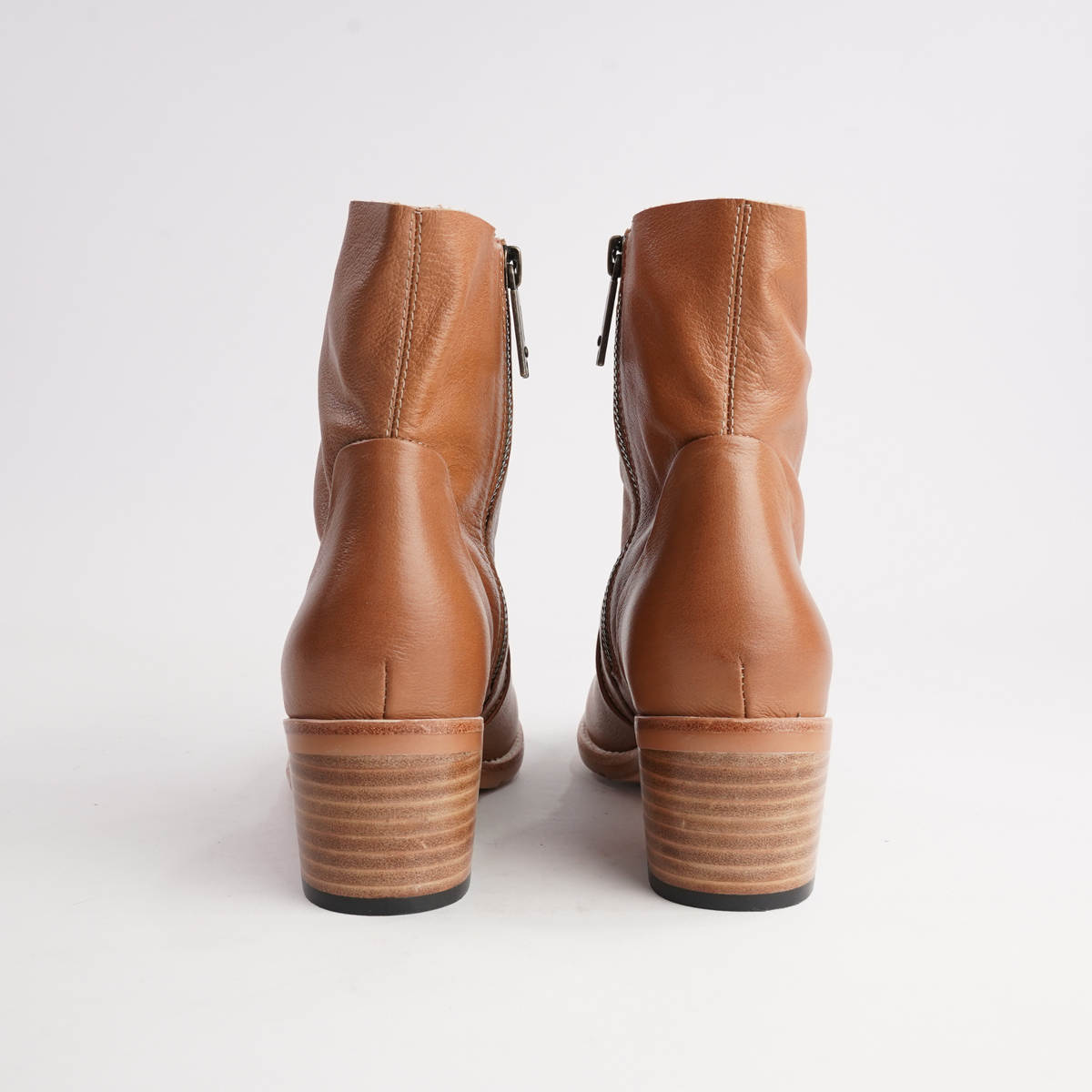 Rarna Tan Leather Ankle Boots