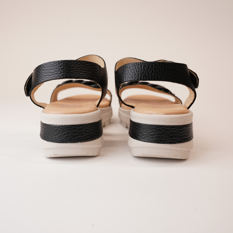 Gala Black Leather Sandals