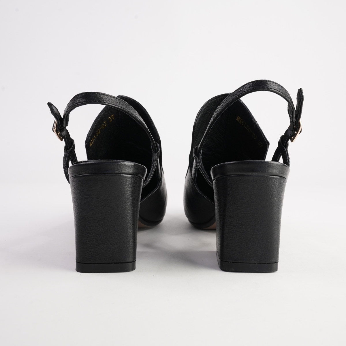 Millso Black Leather Heels - DJANGO AND JULIETTE | Shouz