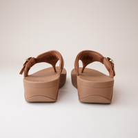 Lulu Adjustable Leather Toe Post Tan Sandals