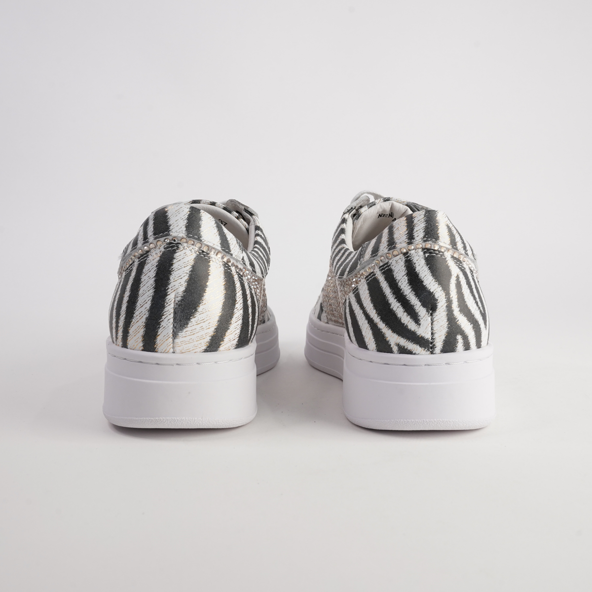 Nenna Zebra Leather/ Gold Jewels Leather Sneakers - DJANGO AND JULIETTE | Shouz