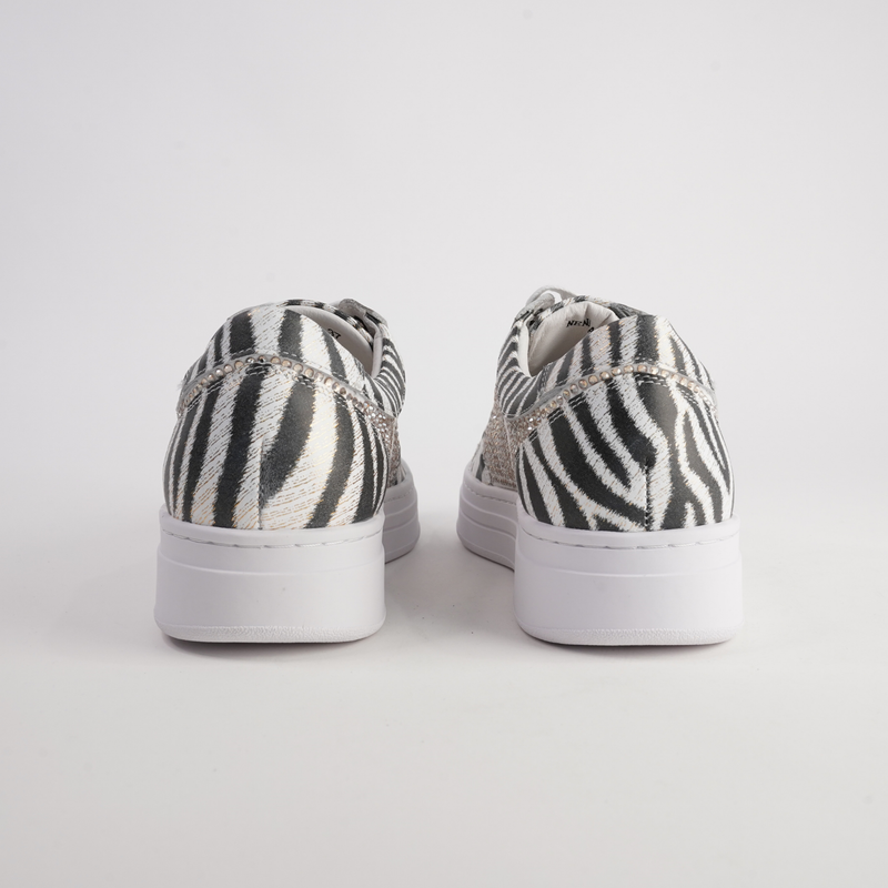 Nenna Zebra Leather/ Gold Jewels Leather Sneakers