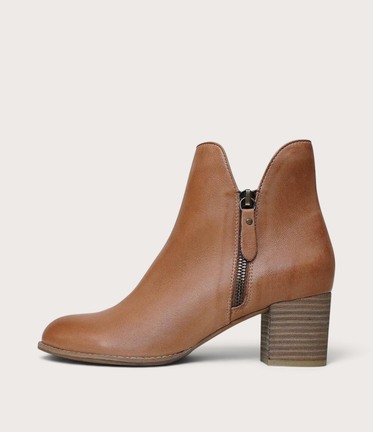 Shiannely Dark Tan Leather Ankle Boots
