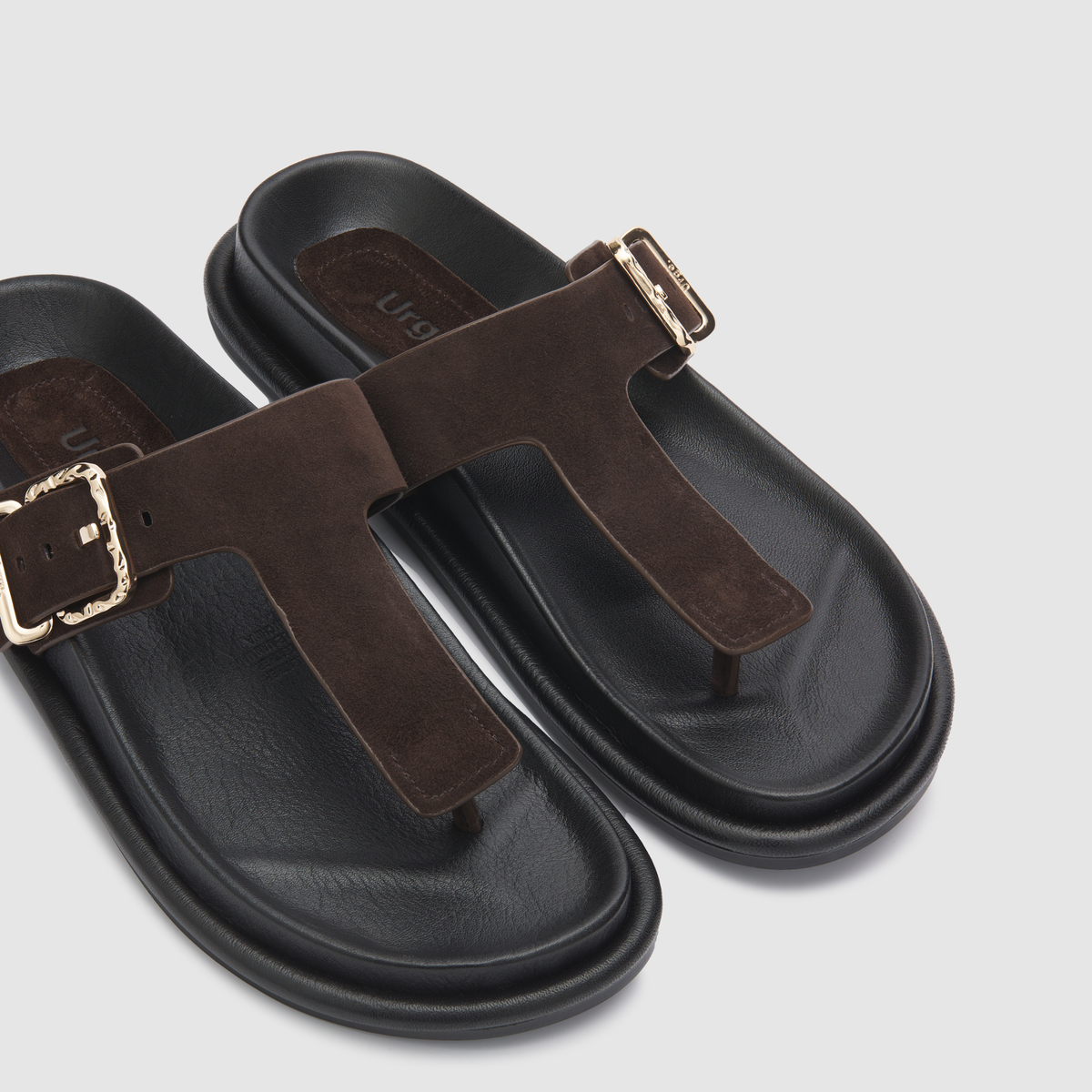 Aero Dark Brown Suede Leather Sandals