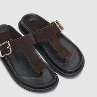 Aero Dark Brown Suede Leather Sandals