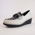 4668 White/leopard Leather Loafers
