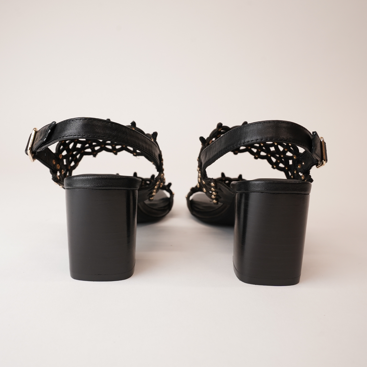 Jully Black/ Black Heel Leather Heels - DJANGO AND JULIETTE | Shouz