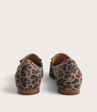 Socoros Camel Leopard Leather Loafers