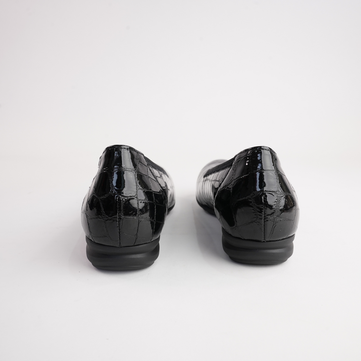 Gia Black Alligator Patent Leather Ballet Flats - GABOR | Shouz