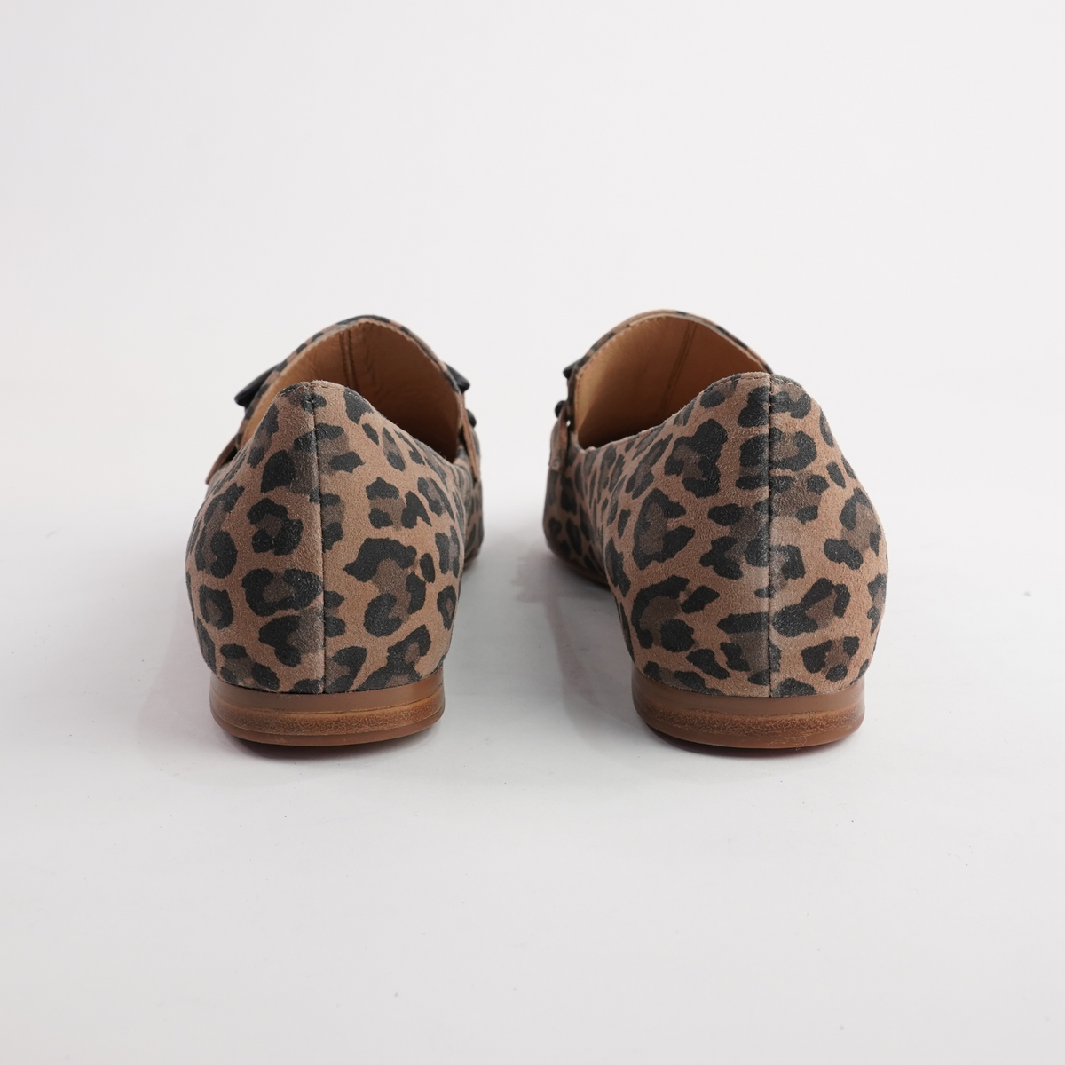 Socoros Camel Leopard Leather Loafers