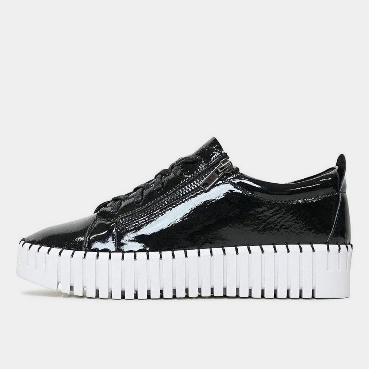 Bump Black Patent Leather Sneakers - Shouz