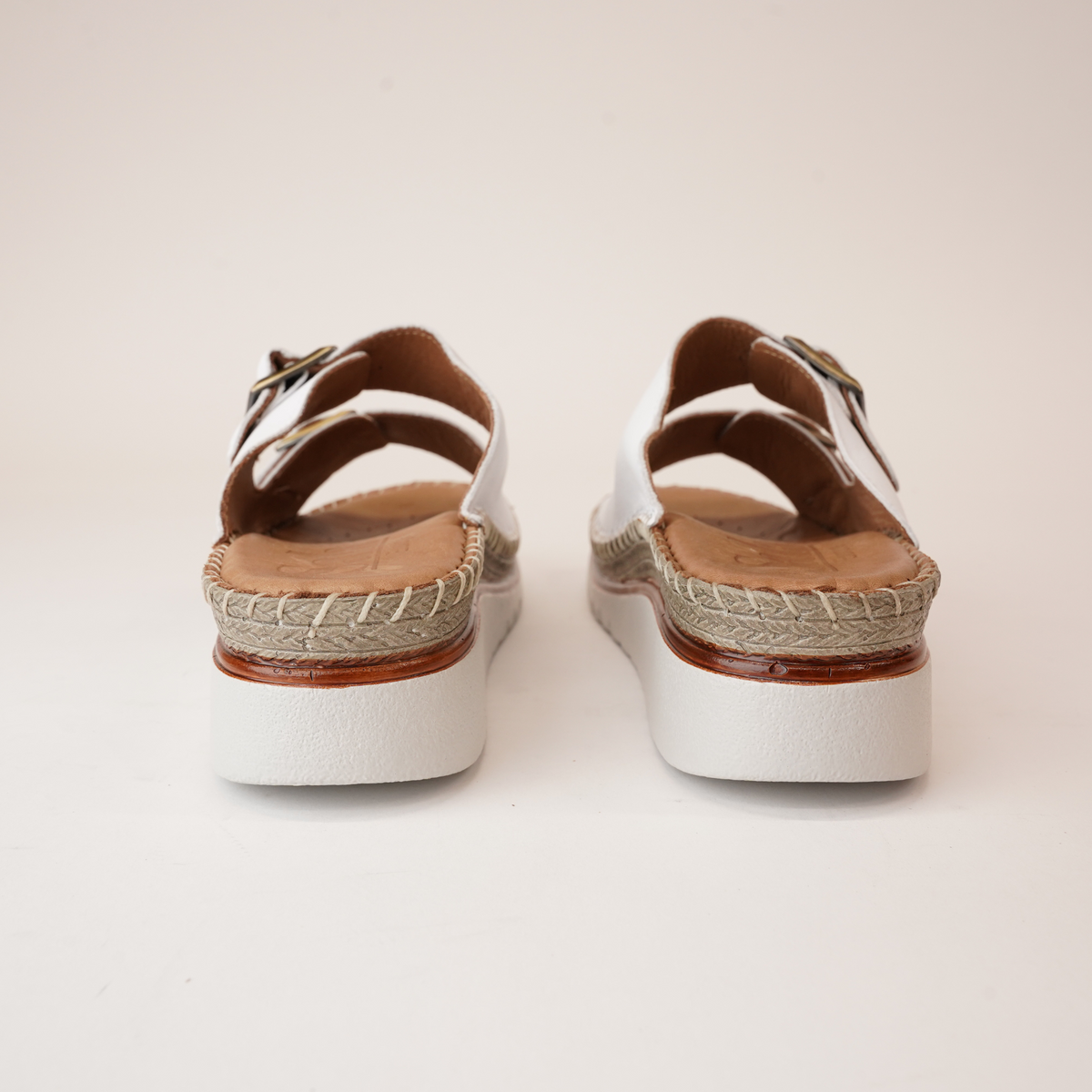 Oasis White Leather Slides - SALA | Shouz