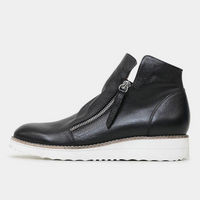 Ohmy Black Leather Ankle Boots