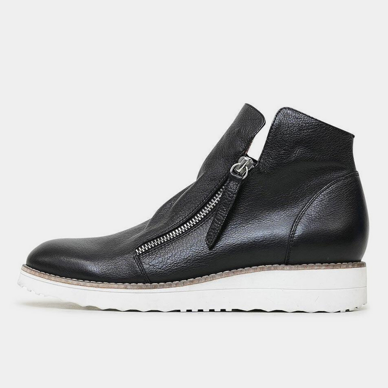 Ohmy Black Leather Ankle Boots