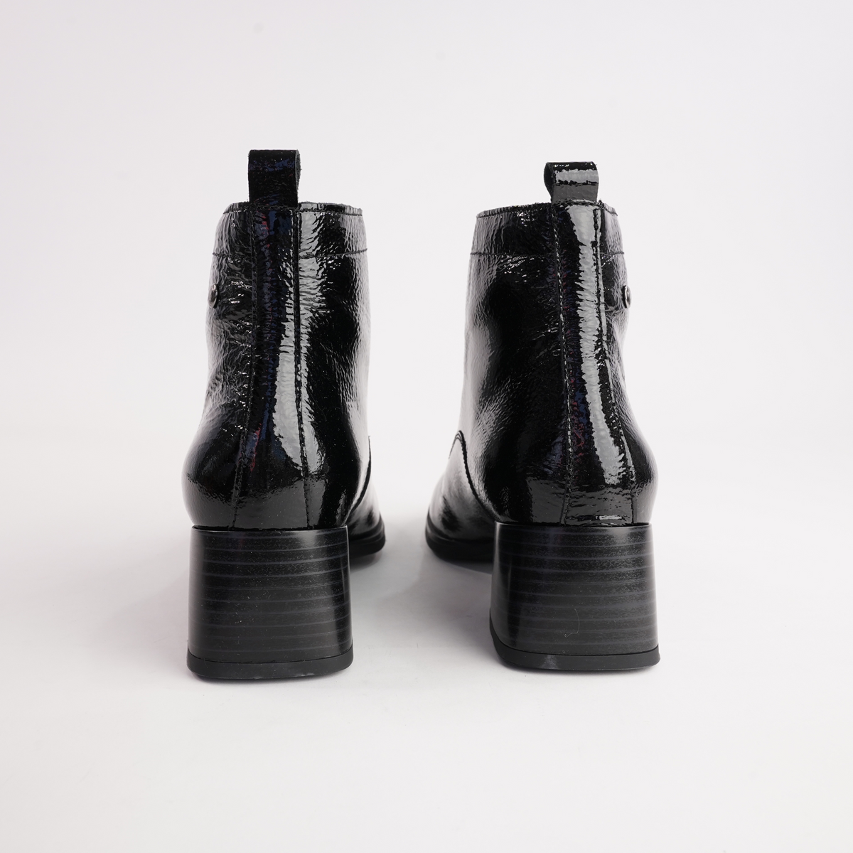 Dora Black Patent Leather Ankle Boots